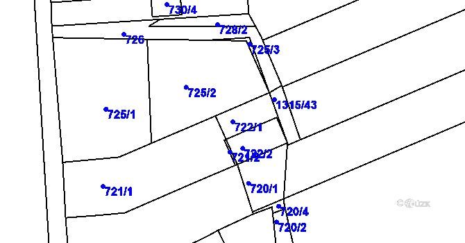 Parcela st. 722/1 v KÚ Čejč, Katastrální mapa