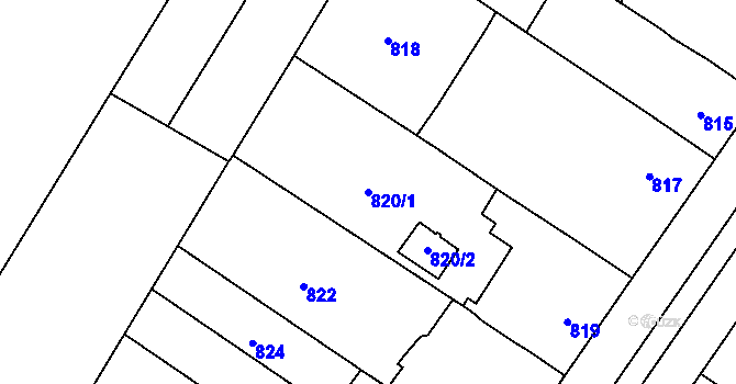 Parcela st. 820/1 v KÚ Čejč, Katastrální mapa