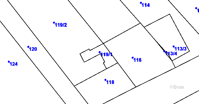 Parcela st. 119/1 v KÚ Čejč, Katastrální mapa