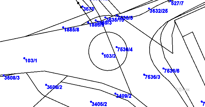 Parcela st. 103/2 v KÚ Čejč, Katastrální mapa