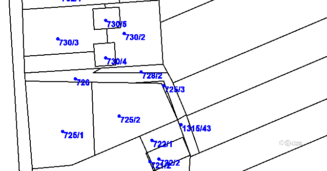 Parcela st. 725/3 v KÚ Čejč, Katastrální mapa
