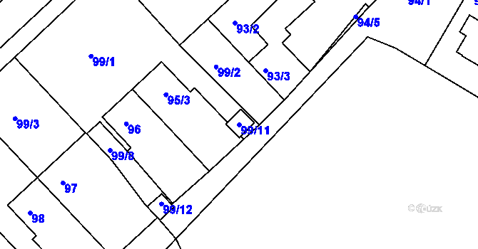 Parcela st. 99/11 v KÚ Čejč, Katastrální mapa