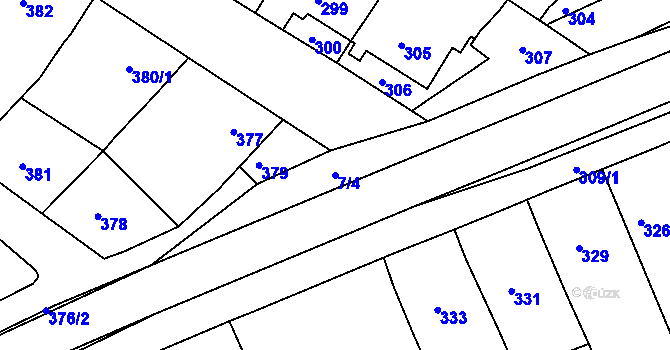 Parcela st. 7/4 v KÚ Čejč, Katastrální mapa