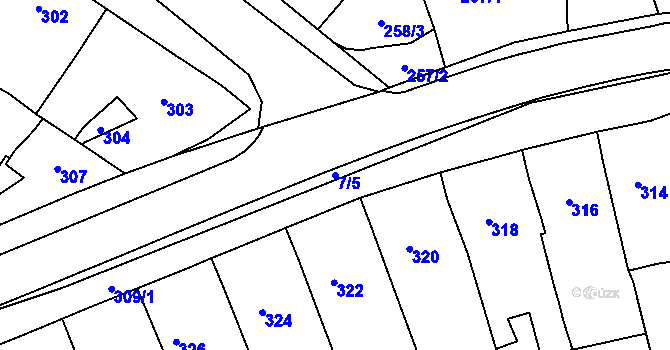 Parcela st. 7/5 v KÚ Čejč, Katastrální mapa