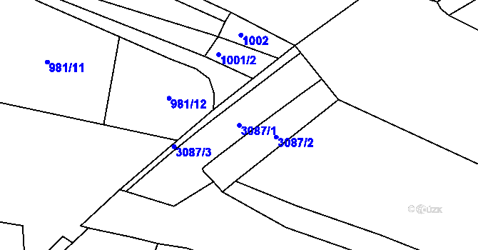 Parcela st. 3087/1 v KÚ Čejč, Katastrální mapa