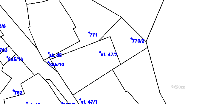 Parcela st. 47/2 v KÚ Čejetice, Katastrální mapa