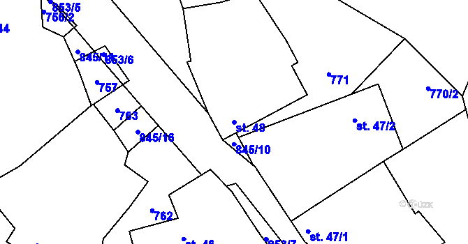Parcela st. 48 v KÚ Čejetice, Katastrální mapa