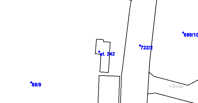 Parcela st. 242 v KÚ Čejetice, Katastrální mapa