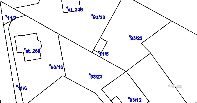 Parcela st. 11/5 v KÚ Čejetice, Katastrální mapa