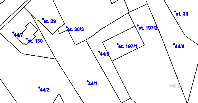 Parcela st. 44/6 v KÚ Čejetice, Katastrální mapa