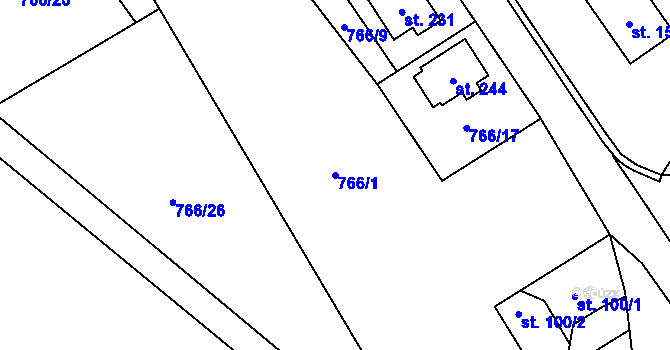 Parcela st. 766/1 v KÚ Čejetice, Katastrální mapa