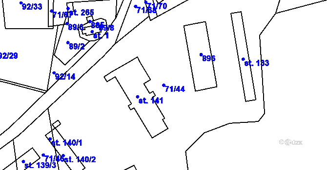 Parcela st. 71/44 v KÚ Čejetice, Katastrální mapa