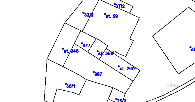 Parcela st. 355 v KÚ Čejetice, Katastrální mapa