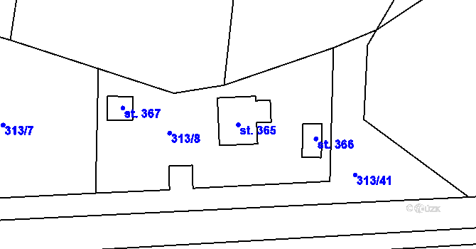 Parcela st. 365 v KÚ Čejetice, Katastrální mapa