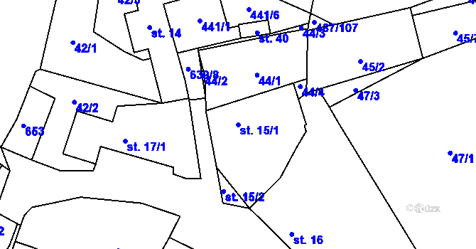 Parcela st. 15/1 v KÚ Sudoměř u Čejetic, Katastrální mapa