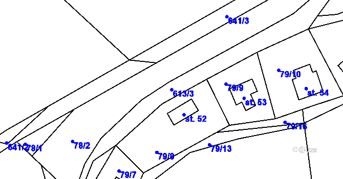 Parcela st. 613/3 v KÚ Sudoměř u Čejetic, Katastrální mapa