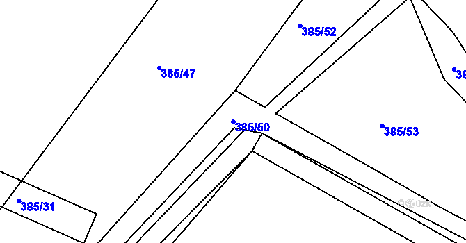 Parcela st. 385/50 v KÚ Sudoměř u Čejetic, Katastrální mapa