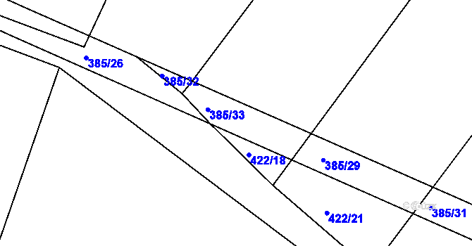 Parcela st. 385/33 v KÚ Sudoměř u Čejetic, Katastrální mapa
