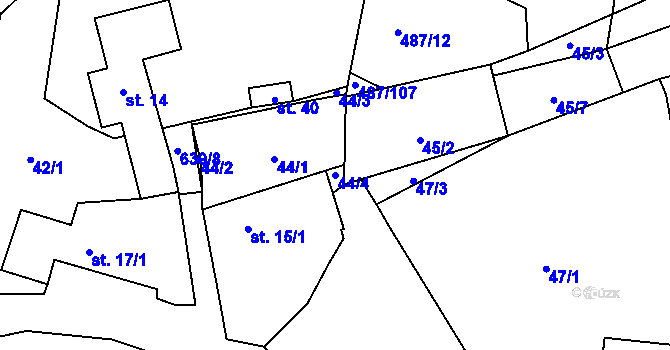 Parcela st. 44/4 v KÚ Sudoměř u Čejetic, Katastrální mapa