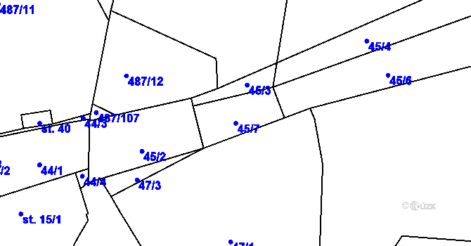 Parcela st. 45/7 v KÚ Sudoměř u Čejetic, Katastrální mapa