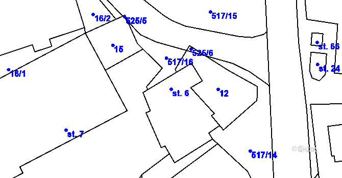 Parcela st. 6 v KÚ Čejkov, Katastrální mapa