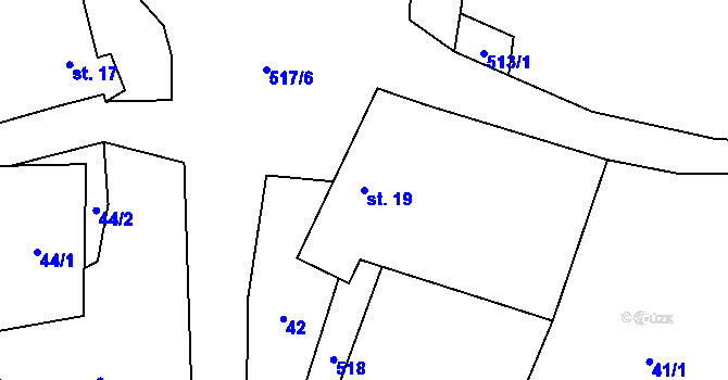 Parcela st. 19 v KÚ Čejkov, Katastrální mapa