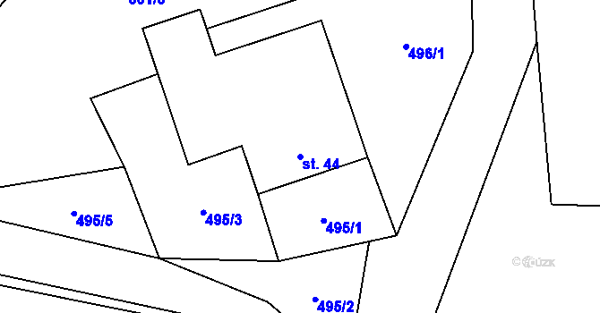 Parcela st. 44 v KÚ Čejkov, Katastrální mapa