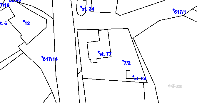 Parcela st. 77 v KÚ Čejkov, Katastrální mapa