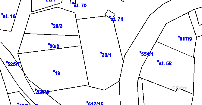 Parcela st. 20/1 v KÚ Čejkov, Katastrální mapa