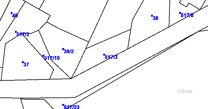 Parcela st. 517/3 v KÚ Čejkov, Katastrální mapa