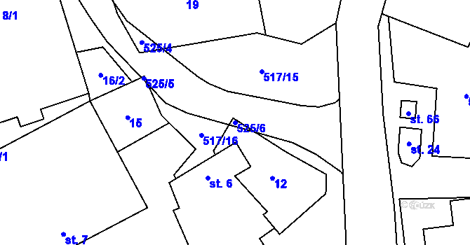 Parcela st. 525/6 v KÚ Čejkov, Katastrální mapa