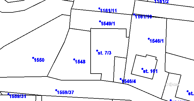 Parcela st. 7/3 v KÚ Čejkovice u Hluboké nad Vltavou, Katastrální mapa