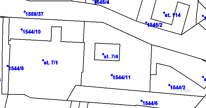 Parcela st. 7/4 v KÚ Čejkovice u Hluboké nad Vltavou, Katastrální mapa