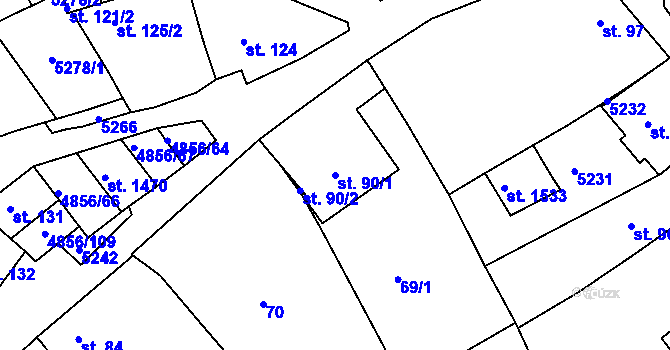 Parcela st. 90/1 v KÚ Čejkovice, Katastrální mapa