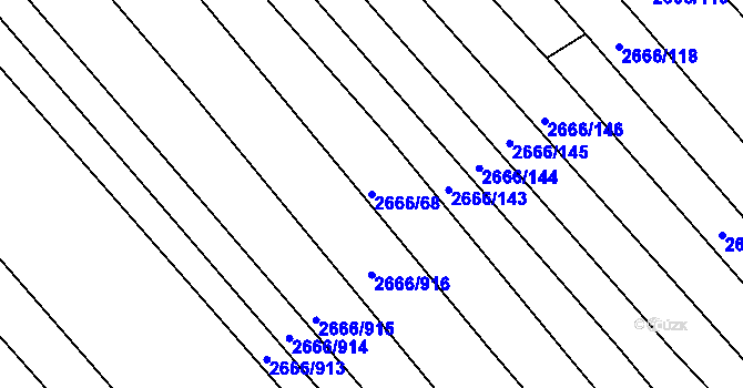 Parcela st. 2666/68 v KÚ Čejkovice, Katastrální mapa