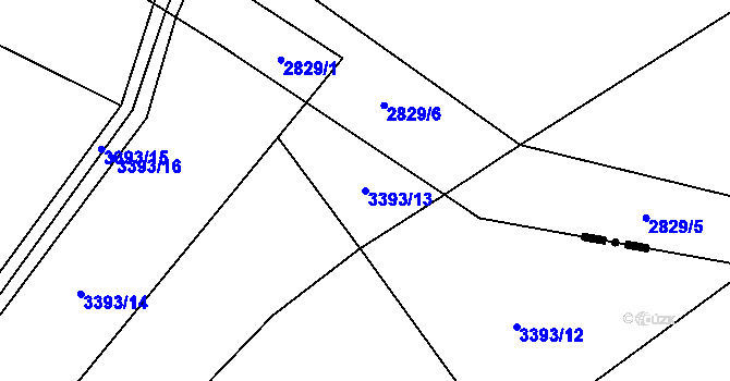 Parcela st. 3393/13 v KÚ Čejkovice, Katastrální mapa