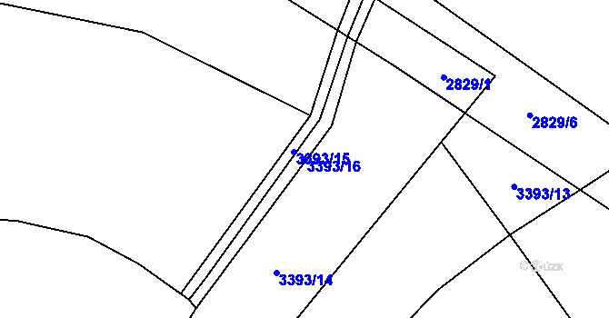 Parcela st. 3393/16 v KÚ Čejkovice, Katastrální mapa