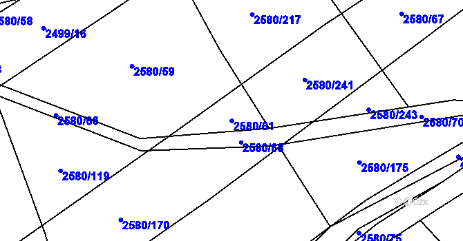 Parcela st. 2580/61 v KÚ Čejkovice, Katastrální mapa