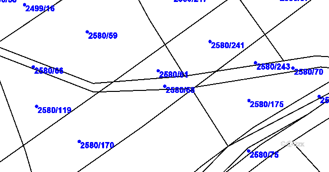 Parcela st. 2580/68 v KÚ Čejkovice, Katastrální mapa