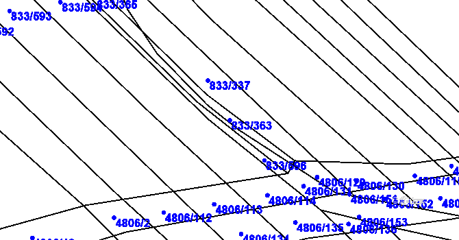 Parcela st. 833/363 v KÚ Čejkovice, Katastrální mapa