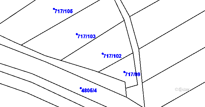 Parcela st. 717/102 v KÚ Čejkovice, Katastrální mapa