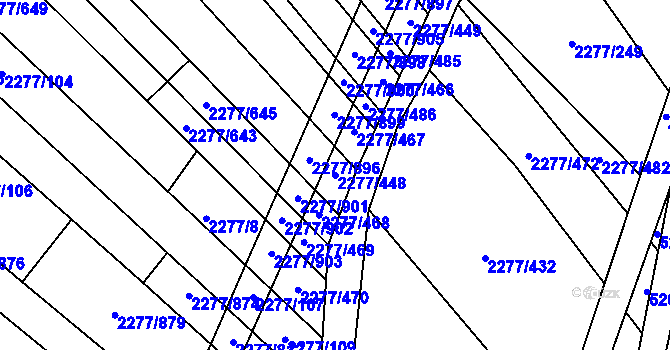 Parcela st. 2277/448 v KÚ Čejkovice, Katastrální mapa