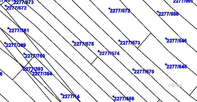 Parcela st. 2277/574 v KÚ Čejkovice, Katastrální mapa