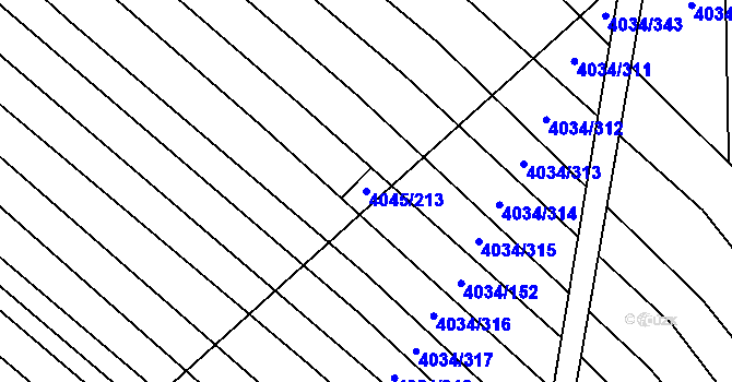 Parcela st. 4045/213 v KÚ Čejkovice, Katastrální mapa