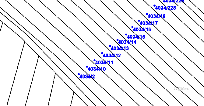Parcela st. 4034/12 v KÚ Čejkovice, Katastrální mapa