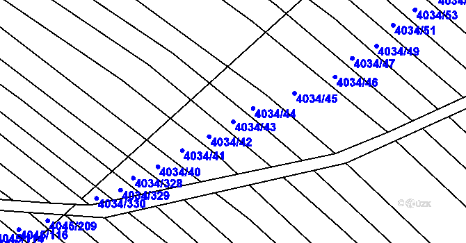 Parcela st. 4034/43 v KÚ Čejkovice, Katastrální mapa