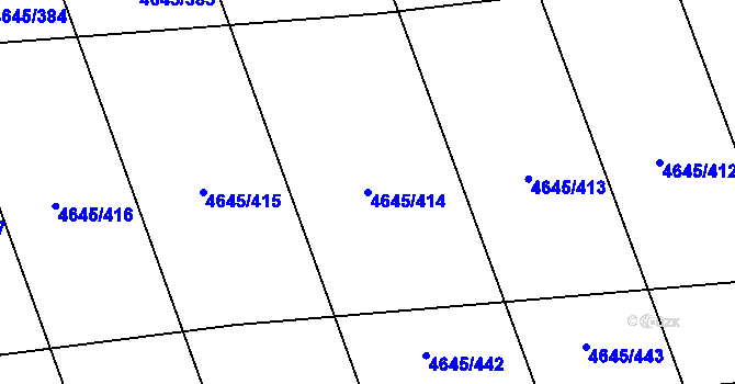 Parcela st. 4645/414 v KÚ Čejkovice, Katastrální mapa
