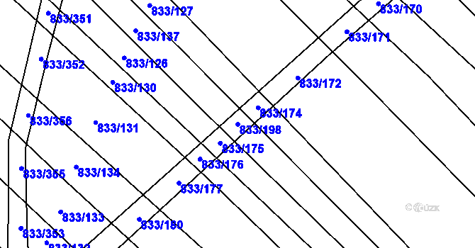 Parcela st. 833/198 v KÚ Čejkovice, Katastrální mapa