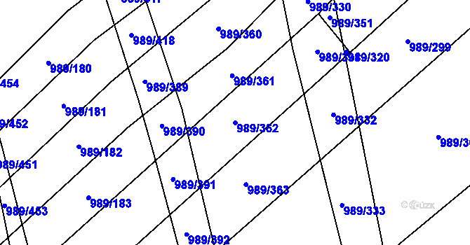 Parcela st. 989/362 v KÚ Čejkovice, Katastrální mapa