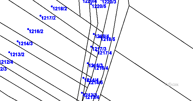 Parcela st. 1217/4 v KÚ Čejkovice, Katastrální mapa